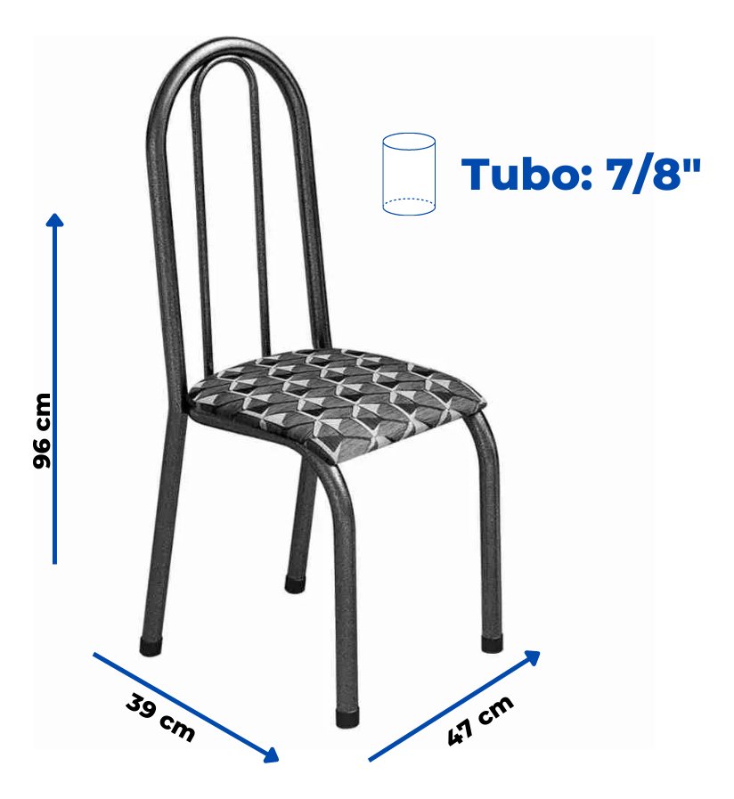 Conjunto Kit 4 Cadeiras Metal Aço Cozinha Almofadada Jantar - 3