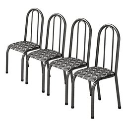 Conjunto Kit 4 Cadeiras Metal Aço Cozinha Almofadada Jantar - 1