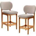 Ver imagem 1 de Kit 02 Banquetas Baixa Bar Cozinha e Sala de Jantar Fixa Betta L02 Imbuia Bouclê Bege - Lyam Decor