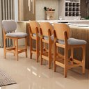 Ver imagem 2 de Kit 02 Banquetas Baixa Bar Cozinha e Sala de Jantar Fixa Betta L02 Imbuia Bouclê Bege - Lyam Decor