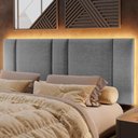 Ver imagem 2 de Cabeceira Modulada Casal Queen 160 Cm com Led Linho Cinza Vconcept