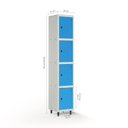 Ver imagem 2 de Armário Roupeiro Locker Guarda-Volume de Aço 4 Portas Pequenas com Fecho para Cadeado Vestiário Academia Azul/Cinza
