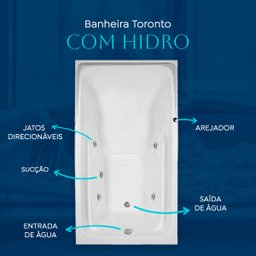 Banheira Retangular Toronto com Hidro em Acrílico - 127v - 4