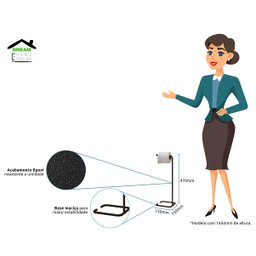 Kit Suporte de Papel Higiênico Lixeira Level Preto - Dream Home - Preto - 6