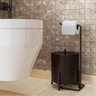 Kit Suporte de Papel Higiênico Lixeira Level Preto - Dream Home - Preto - 2