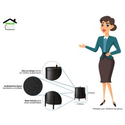 Kit Suporte de Papel Higiênico Lixeira Level Preto - Dream Home - Preto - 4