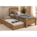 Ver imagem 1 de Cama Multifuncional Solteiro c/Gavetas e Auxiliar Athenas Amendoa Lopas
