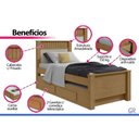 Ver imagem 5 de Cama Multifuncional Solteiro c/Gavetas e Auxiliar Athenas Amendoa Lopas