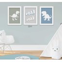 Ver imagem 1 de Quadro Decorativo Infantil Menino Dinossauro Silhueta Kit 3 Peças