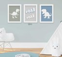 Ver imagem 1 de Quadro Decorativo Infantil Menino Dinossauro Silhueta Kit 3 Peças