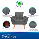 Ver imagem 3 de Kit 2 Poltrona Opala Cinza Suede Decorativa para Sala Escritório Biselos-Decor