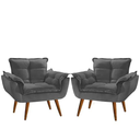 Ver imagem 1 de Kit 2 Poltrona Opala Cinza Suede Decorativa para Sala Escritório Biselos-decor