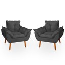Ver imagem 1 de Kit 2 Poltrona Opala Cinza Suede Decorativa para Sala Escritório Biselos-Decor