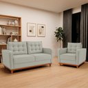 Ver imagem 1 de Kit Sofá 2 Lugares e 1 Poltrona Luxo Moderno Sala de Estar Bouclé Samuel