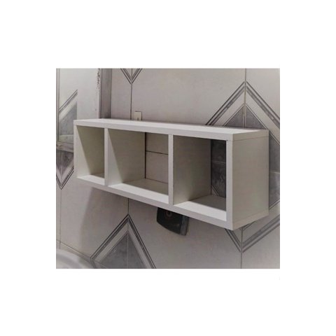 Nicho com Divisórias, Mdf Branco Suspenso com 50cm - Cozinha, Banheiro, Quarto, Sala, Quarto Infanti
