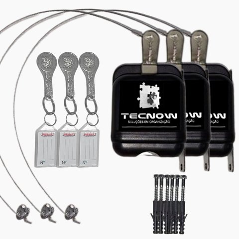 Kit 03 Travas Tecnow para Carrinho de Compras em Condominio com Chave