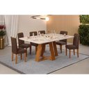 Ver imagem 1 de Conjunto: Mesa Sala Jantar Celeste C/ Tampo Madeirado C/ Vidro Retangular 160x90cm e 6 Cadeiras Zoe