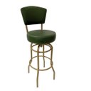 Ver imagem 1 de Banqueta Alta Bar Giratória com Encosto Cor Dourado Fosco Assento Grosso Confortável Verde