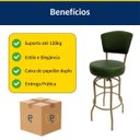 Ver imagem 3 de Banqueta Alta Bar Giratória com Encosto Cor Dourado Fosco Assento Grosso Confortável Verde
