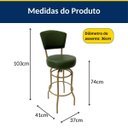 Ver imagem 2 de Banqueta Alta Bar Giratória com Encosto Cor Dourado Fosco Assento Grosso Confortável Verde