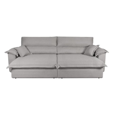 Sofá Retrátil Reclinável 3,00m Nivus Cinza Molas Ensacadas - King House