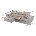Ver imagem 4 de Sofá Retrátil Reclinável 3,00m Nivus Cinza Molas Ensacadas - King House