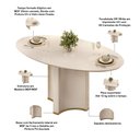 Ver imagem 3 de Mesa de Jantar 6 Lugares Orgânica Elipse Tampo com Vidro 183cm Lavie D05 Off White - Lyam Decor