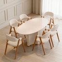 Ver imagem 2 de Mesa de Jantar 6 Lugares Orgânica Elipse Tampo com Vidro 183cm Lavie D05 Off White - Lyam Decor