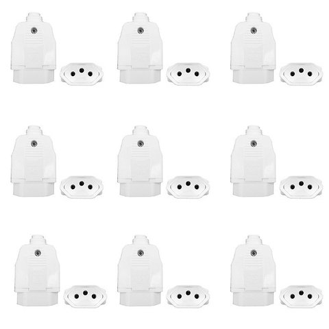 Plugue Fêmea Weg 2p+t 10a 180º Branco Kit com 10 Peças