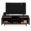 Ver imagem 5 de Rack Bancada Flow para Tv 146 Cm 2 Portas com Pés de Madeira Preto com Freijó - Rede Móveis