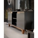 Ver imagem 2 de Rack Bancada Flow para Tv 146 Cm 2 Portas com Pés de Madeira Preto com Freijó - Rede Móveis