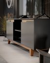 Ver imagem 2 de Rack Bancada Flow para Tv 146 Cm 2 Portas com Pés de Madeira Preto com Freijó - Rede Móveis