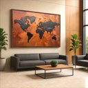 Ver imagem 1 de Quadro Mapa Mundi Terracota Vibrante Metálico 123x83cm