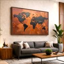 Ver imagem 3 de Quadro Mapa Mundi Terracota Vibrante Metálico 123x83cm