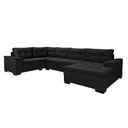 Ver imagem 4 de Sofá Viena 3 Lugares com Chaise e Canto Suede Preto 381 Premium Plus Império