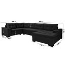 Ver imagem 2 de Sofá Viena 3 Lugares com Chaise e Canto Suede Preto 381 Premium Plus Império