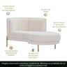 Sofá Chaise Direito Base Ouro Fosco Penélope Bouclê Off White - Casaepoltrona - 3