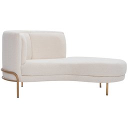 Sofá Chaise Direito Base Ouro Fosco Penélope Bouclê Off White - Casaepoltrona - 7