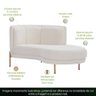 Sofá Chaise Direito Base Ouro Fosco Penélope Bouclé Off White - Nexta Casa - 5
