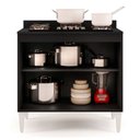 Ver imagem 4 de Balcão para Cooktop de Cozinha com Tampo 2 Portas Brenda 80 cm - D’Rossi Preto e Cinza