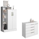 Ver imagem 1 de Cômoda Sapateira Sevilha 2004147 e Armário Multiuso Florença 2000199 Branco Tx - Aramóveis