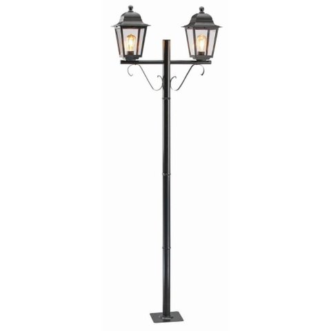 Poste Preto Iluminação Externa Jardins Tubo Alumínio 210cm Lente Transparente Termoplástico