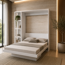 Ver imagem 1 de Cama Articulada Casal Vertical 4 Prateleiras 2 Nichos CM8014 180cm Branco - Tecno Mobili