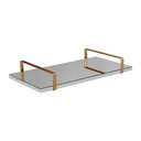 Ver imagem 1 de Bandeja Espelhada 25x50cm Borda Infinita Branca com Alça Cobre