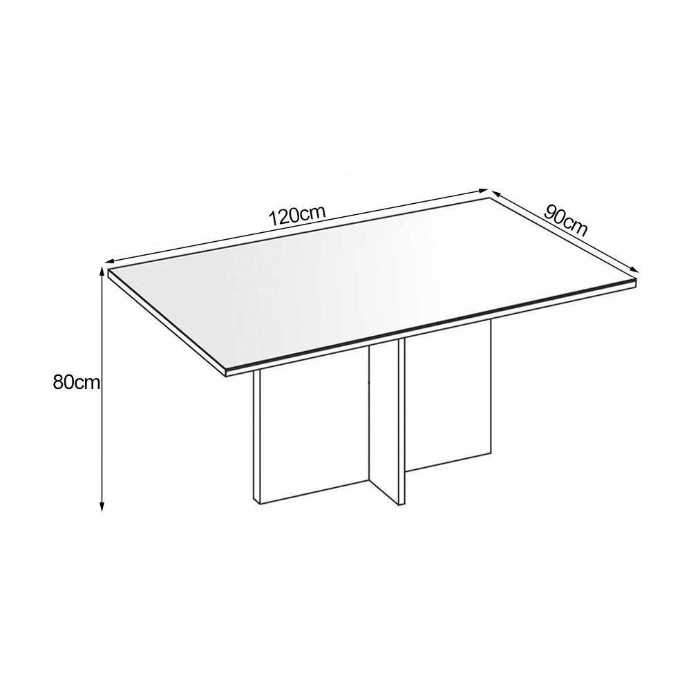 Mesa De Jantar Tampo Em Vidro E Mdf 1,20x0,90m Lisboa - Off White - 2