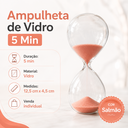 Ver imagem 2 de Ampulheta Decorativa de Vidro 12,5 cm com Temporizador de Areia de 5 Minutos:Salmão