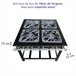 Fogão para Cozinha Industrial 4 Bocas Queimador Mistor com Chama Dupla e Simples 30 Cm Sebem - 2