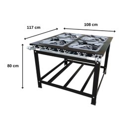 Fogão para Cozinha Industrial 4 Bocas Queimador Mistor com Chama Dupla e Simples 30 Cm Sebem - 4
