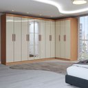 Ver imagem 1 de Guarda-roupa Casal Modulado Odisseia 11 Portas 4 Gavetas com Espelho Cinamomo/off White - Panorama M