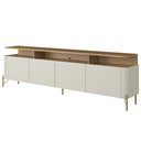 Ver imagem 6 de Rack para Sala de Estar Tv 75 Pol 4 Portas 220cm Pés Dourado Clio I03 Louro Luna - Lyam